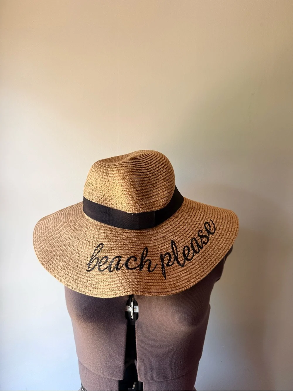 Wide Brim Straw Sun Hat - 